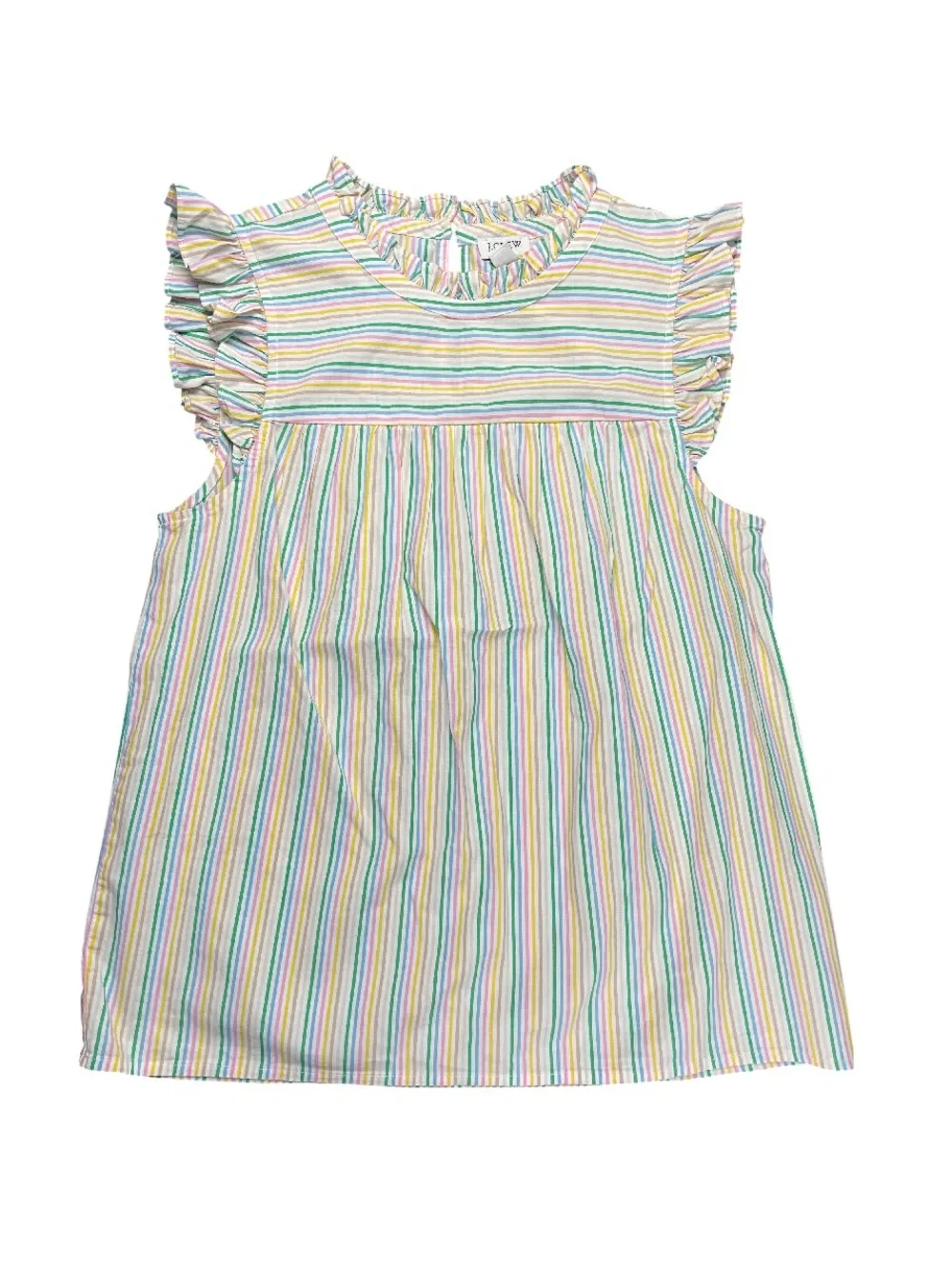 J.Crew Girls Size 4 Striped Ruffle Sleeve Dress Cotton Lightweight Preppy Summer